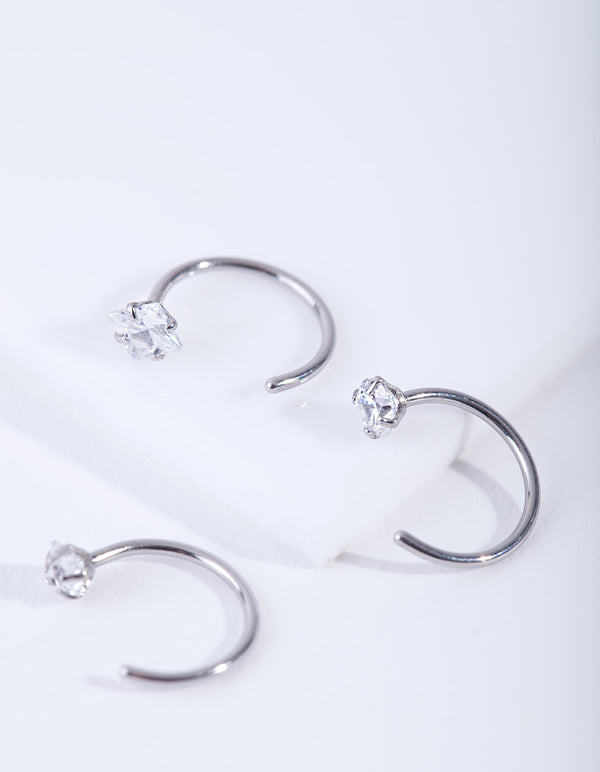 Surgical Steel Crystal Nail Nose Ring Pack