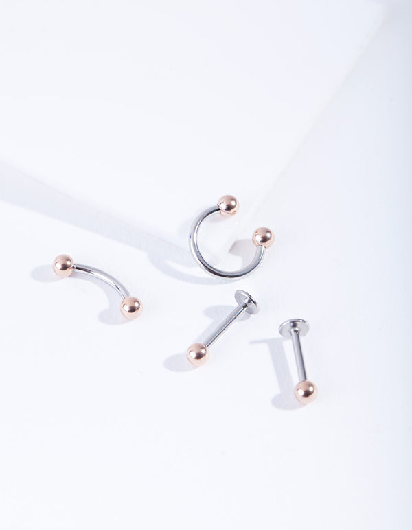 Gold Mixed Ear Cartilage Flat Back Set