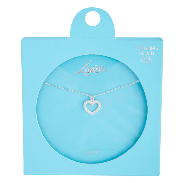Sterling Silver Diamante Heart Necklace
