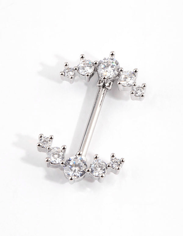 Surgical Steel Round Flower Drop Belly Ring