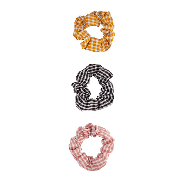 Gingham Multi-Colour Scrunchie Trio
