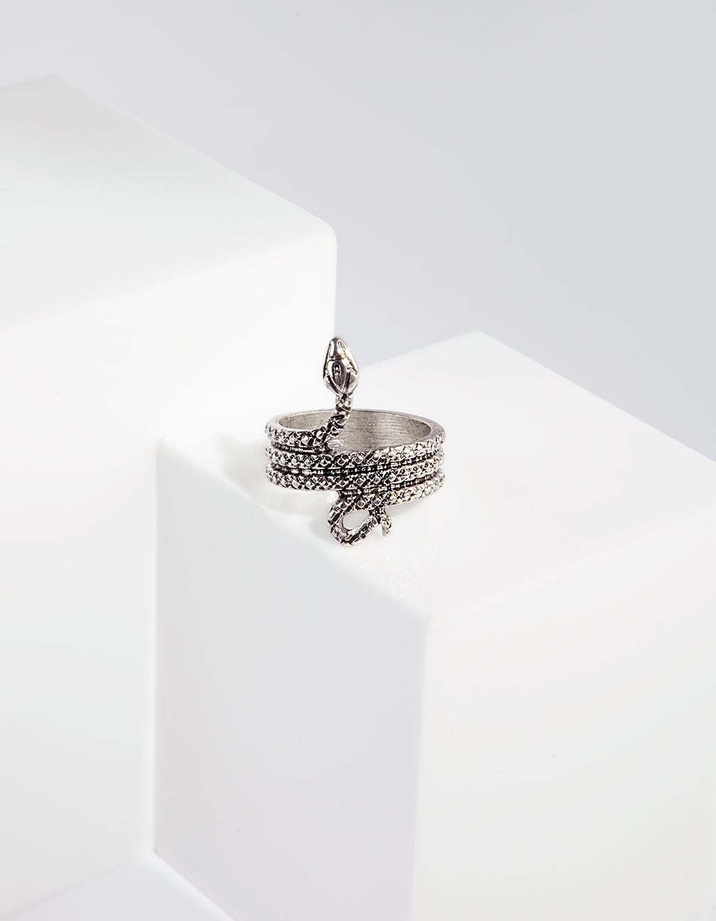 Silver Snake Etched Ring