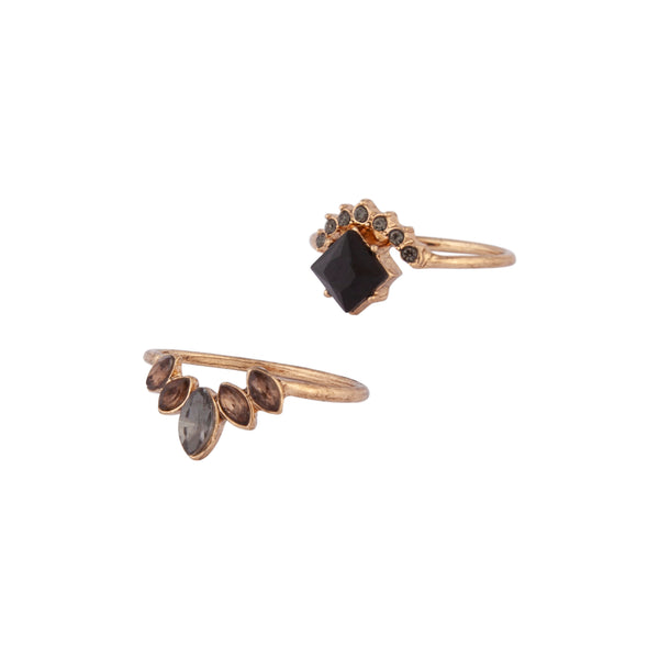 Vintage Gem Black Ring Stack