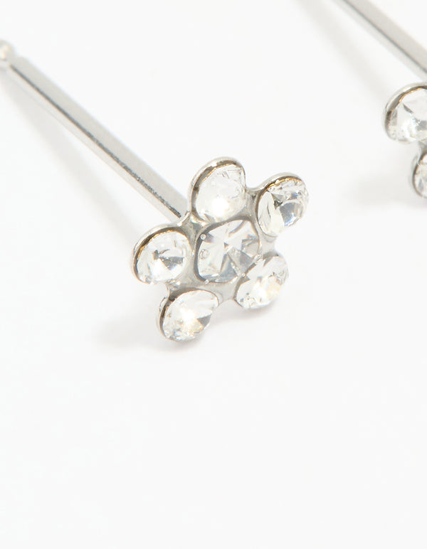 Surgical Stainless Steel Cubic Zirconia Daisy Piercing Stud