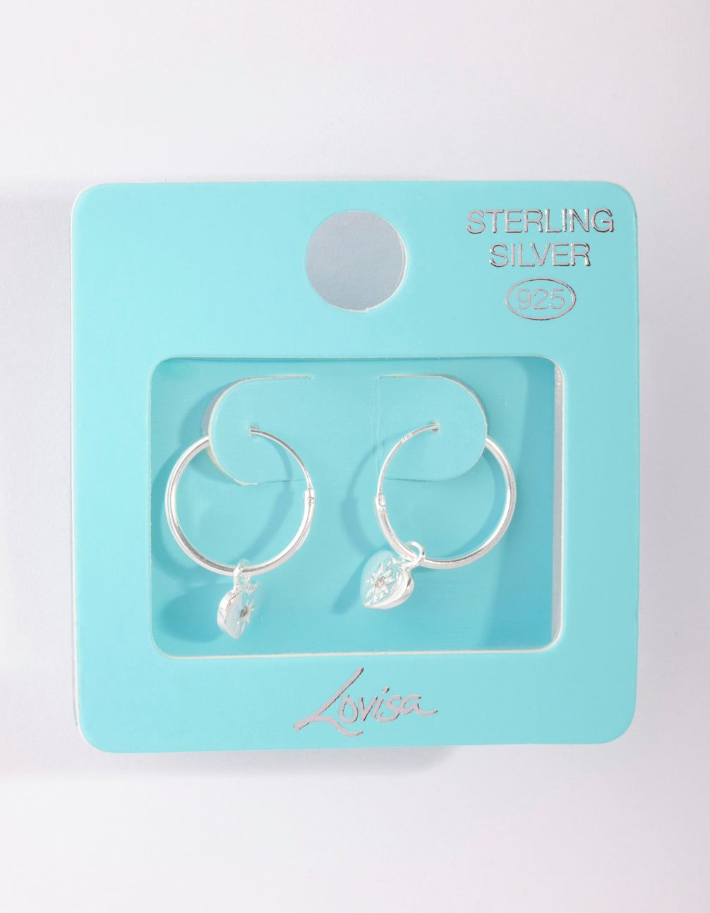 Sterling Silver Starburst Heart Hoop Earrings