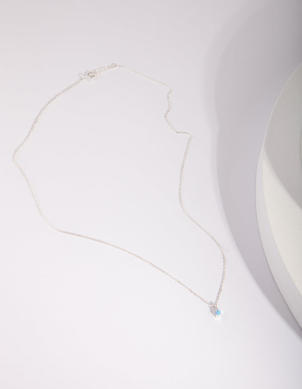 Sterling Silver Synthetic Opal Tiny Necklace
