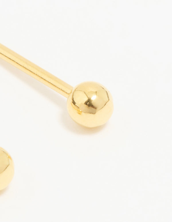 24KT Gold Plated Surgical Stainless Steel3MM Ball Piercing Stud
