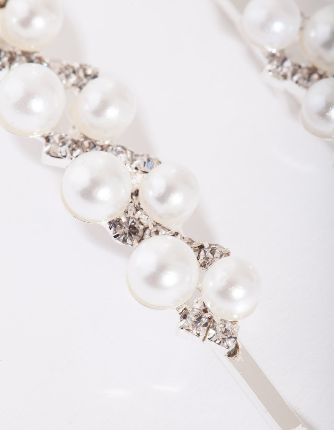 Pearl & Diamante Silver Zig Zag Hair Pin Pack