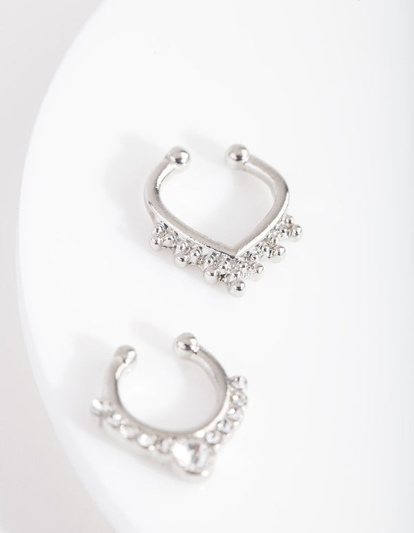 Surgical Steel Bohemian Diamante Fake Septum Pack