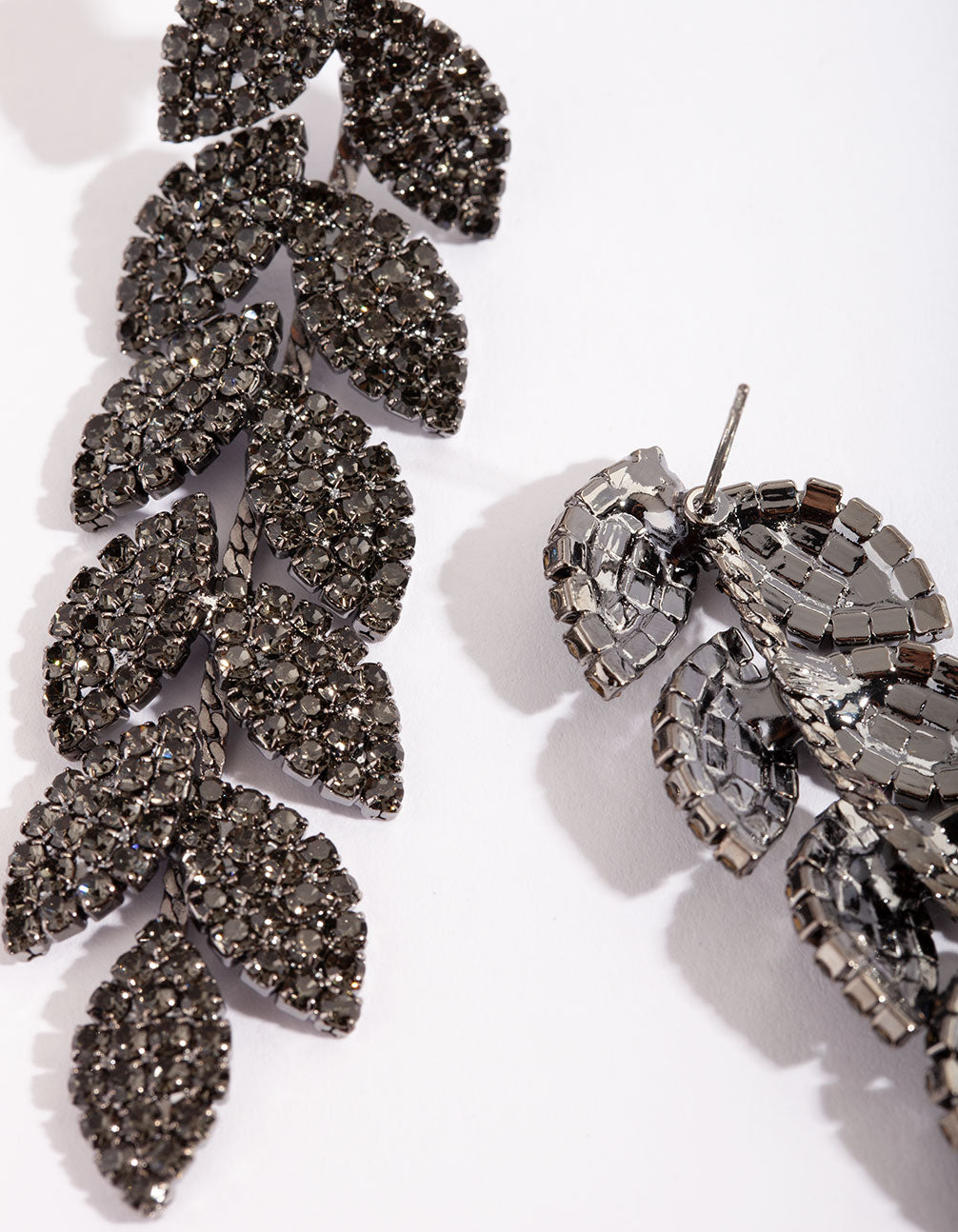 Black Gemstone Vine Drop Earrings
