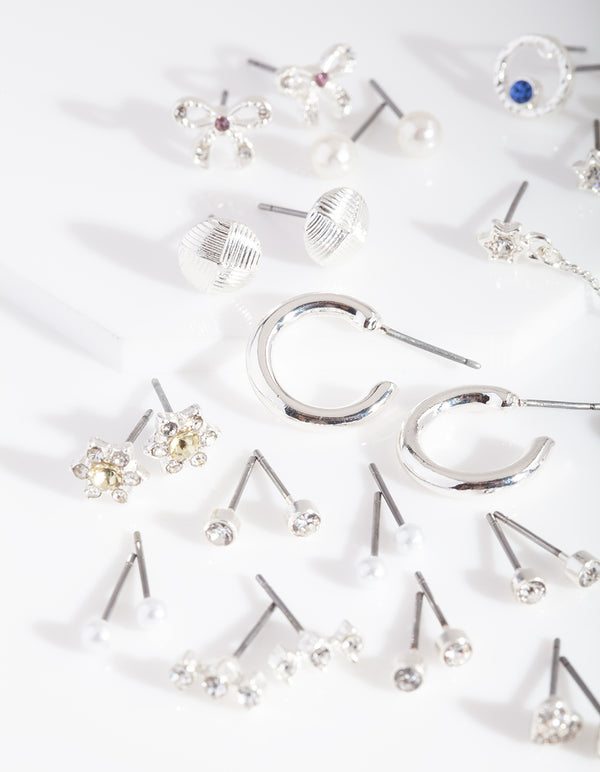 Silver Diamante Motif Earring 20 Pack