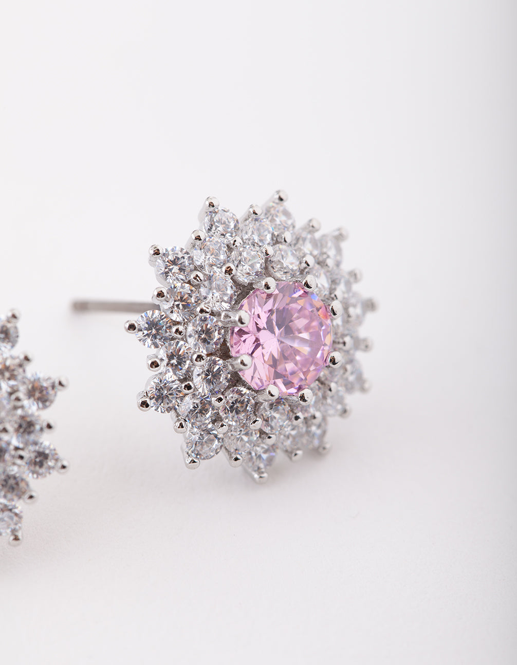 Diamond Simulant Flower Cluster Stud Earrings