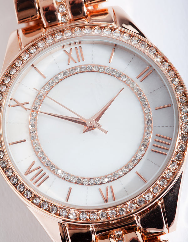 Rose Gold Pearl Face Watch