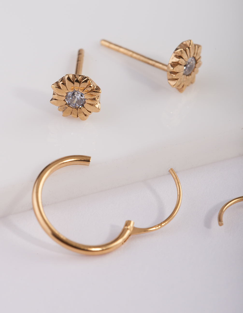 Gold Plated Sterling Silver Star Floral Earring Pack