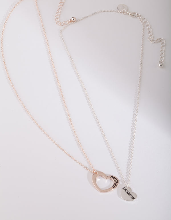 Mother & Daughter Mixed Metal Necklace Set