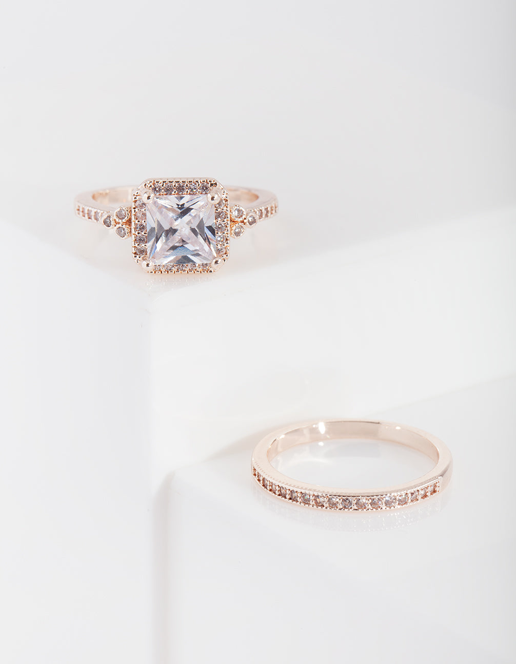 Rose Gold Engagement Mini Ring Stack