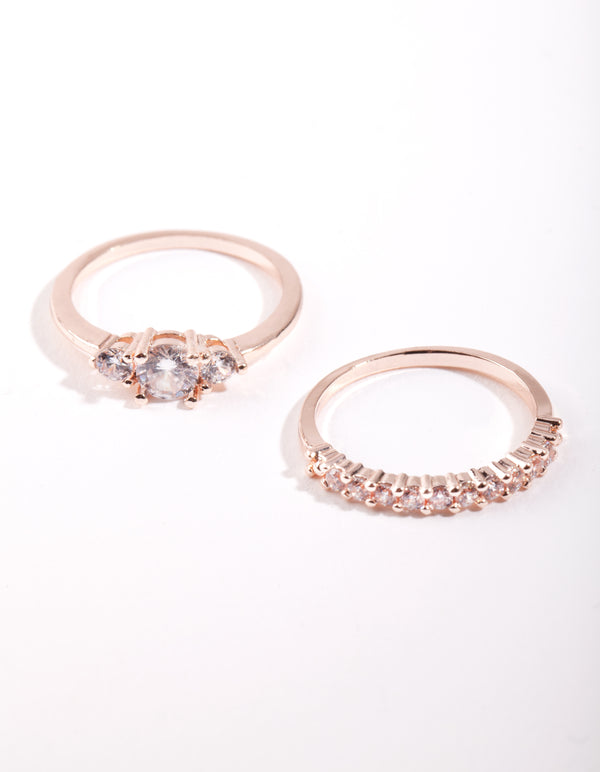 Rose Gold Cubic Zirconia Engagement Stack