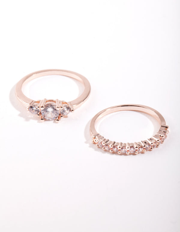 Rose Gold Cubic Zirconia Engagement Stack