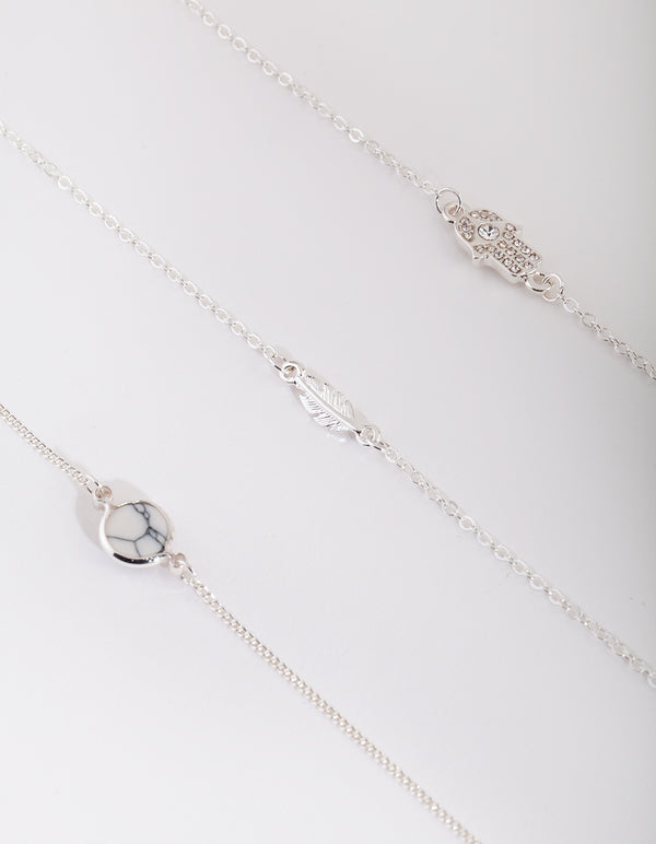 Sterling Silver Semi Precious Pack Bracelet