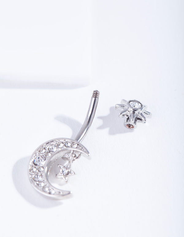 Titanium Moon Star Belly Bar