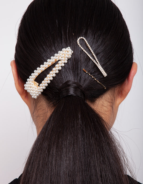 Mix & Match Pearl & Diamante Clip 4-Pack