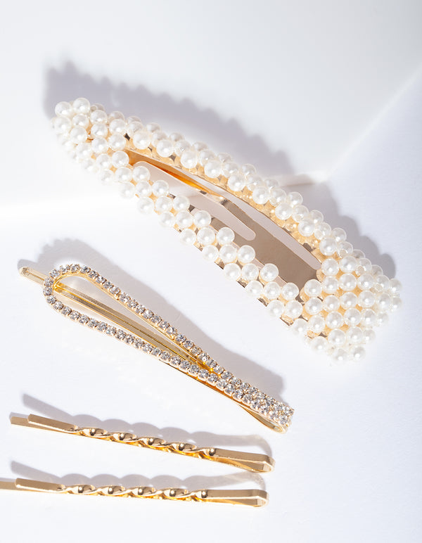 Mix & Match Pearl & Diamante Clip 4-Pack