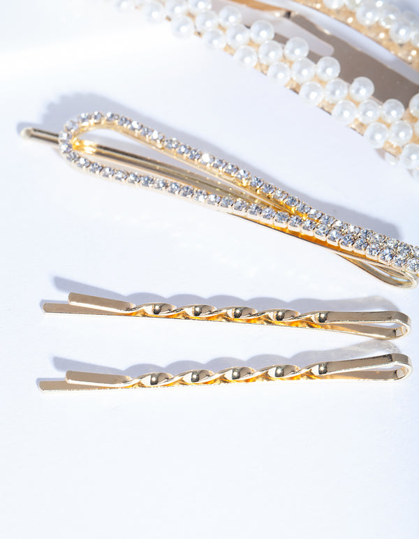 Mix & Match Pearl & Diamante Clip 4-Pack