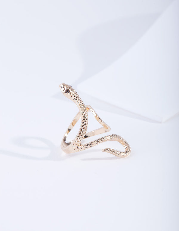 Gold Etched Snake Ring