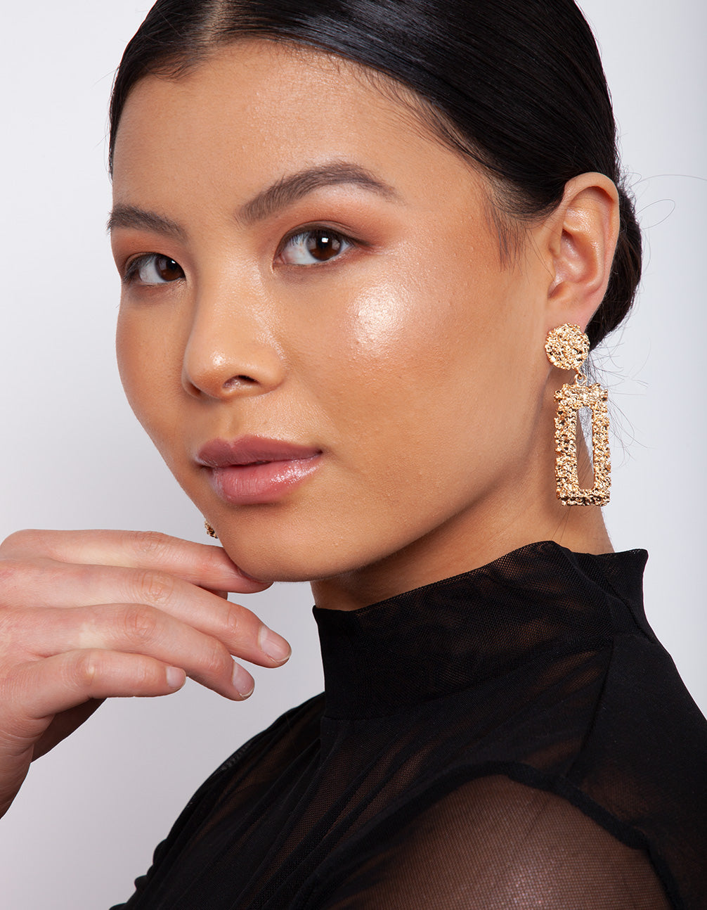 Textured Small Rectangular Earrings