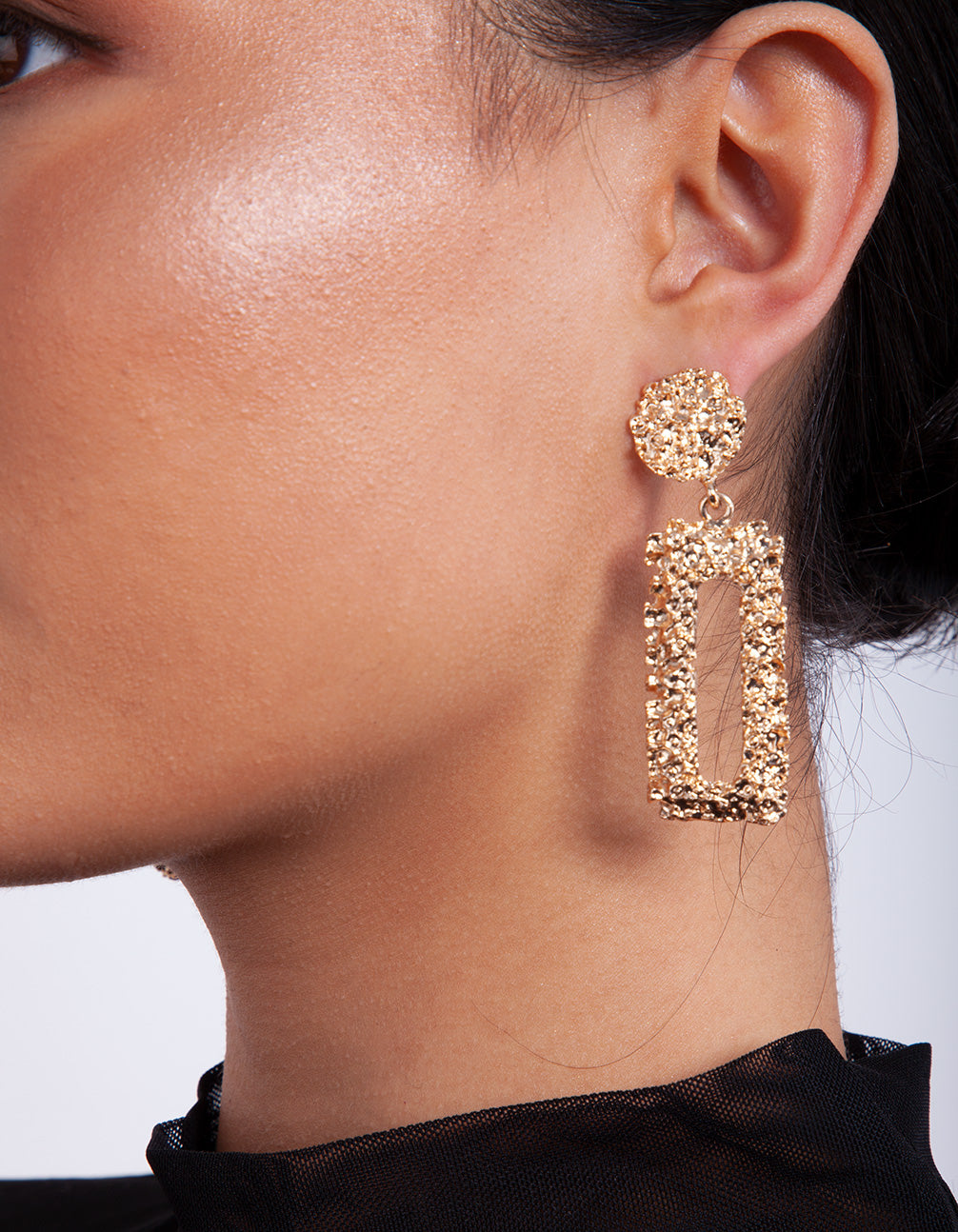Textured Small Rectangular Earrings