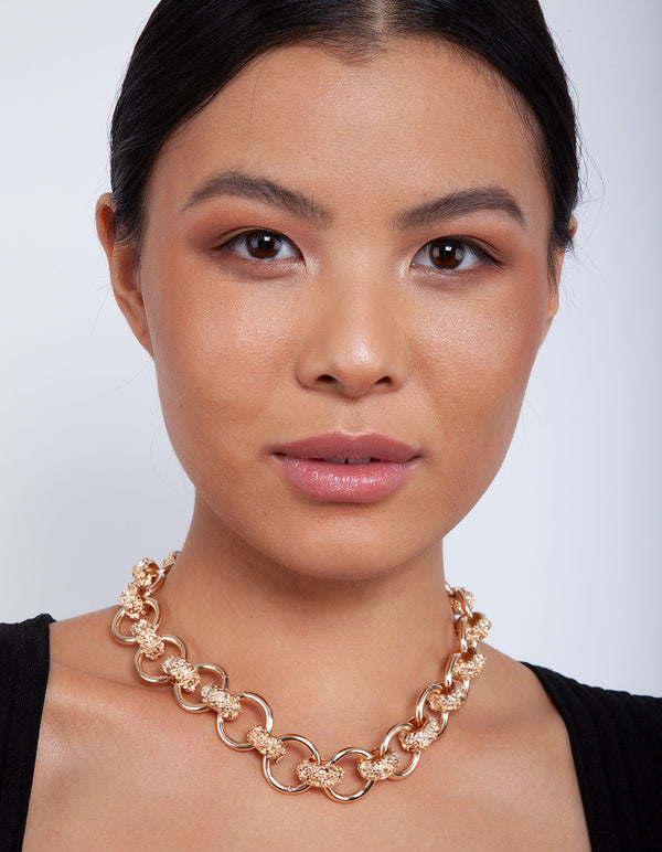 Gold Crater Link Necklace