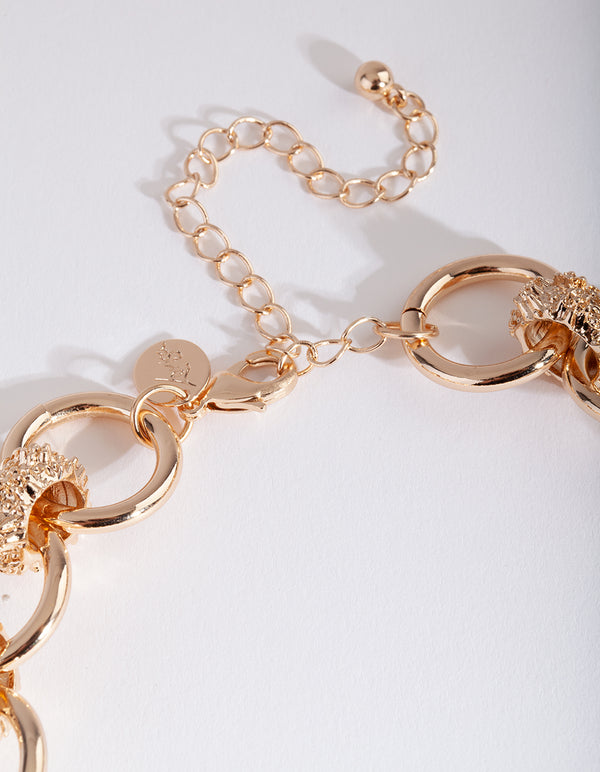 Gold Crater Link Necklace