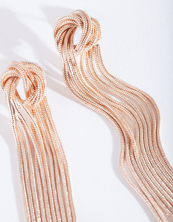 Rose Gold Metal Knot Drop Earrings