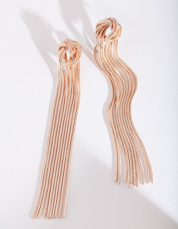 Rose Gold Metal Knot Drop Earrings
