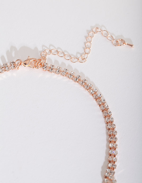 Rose Gold Formal Diamante Necklace