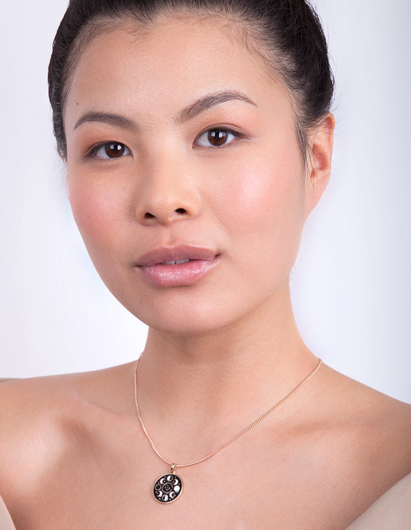 Black Gold Moon Phase Necklace