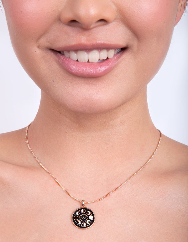 Black Gold Moon Phase Necklace