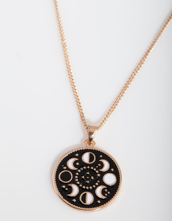 Black Gold Moon Phase Necklace