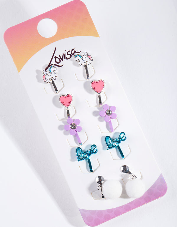 Kids Flower Clip-On Earring 5-Pack
