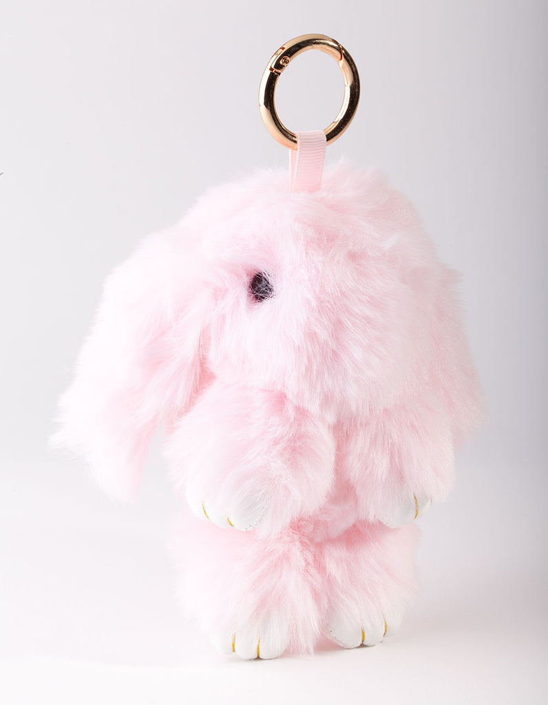 Kids Pink Fluffy Bunny Keyring Lovisa - Main Image