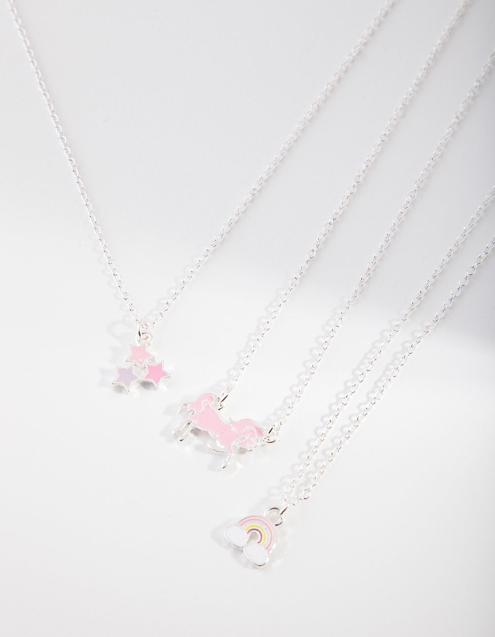 Kids Silver Ditzy Unicorn Charm Necklace Pack