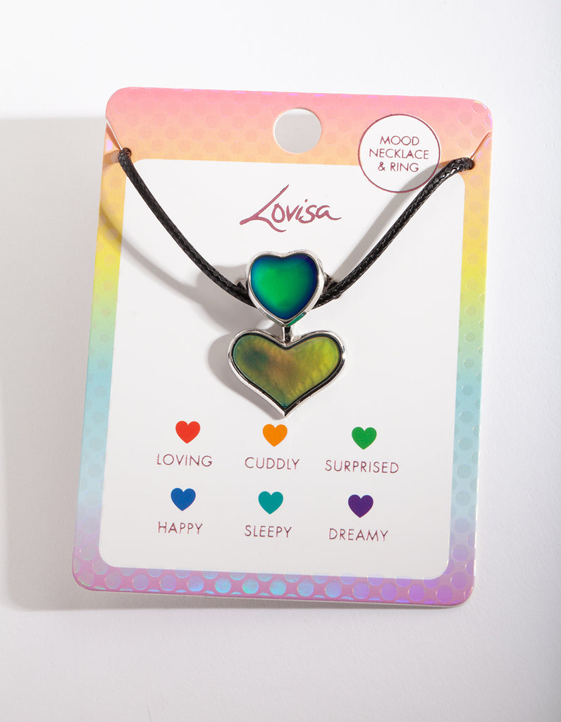 Kids Mood Heart Necklace Ring Set Lovisa