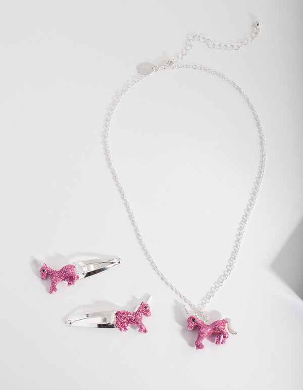 Kids Pink Unicorn Jewellery Set