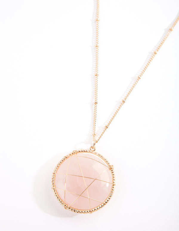 Long Caged Stone Necklace