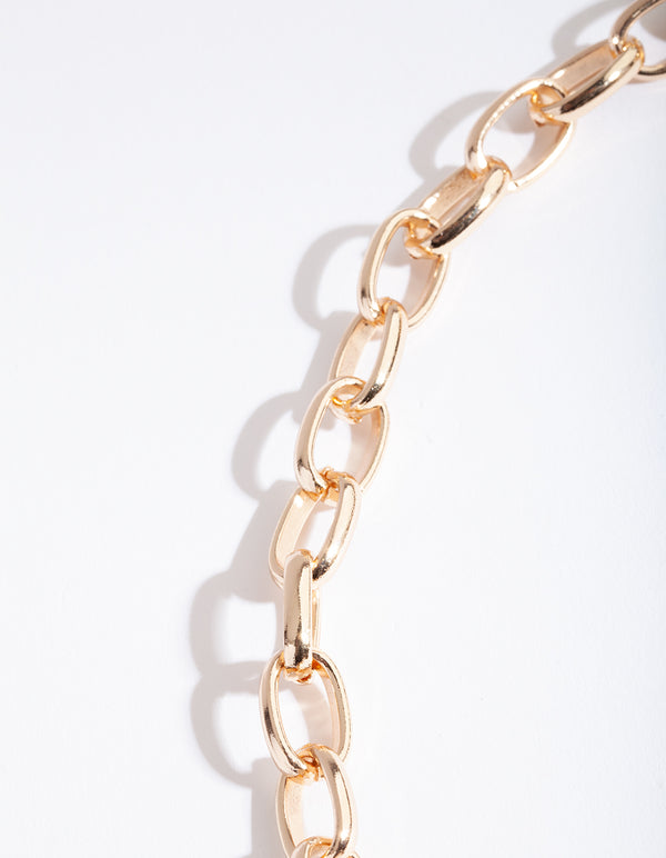 Gold Lock Chain Necklace