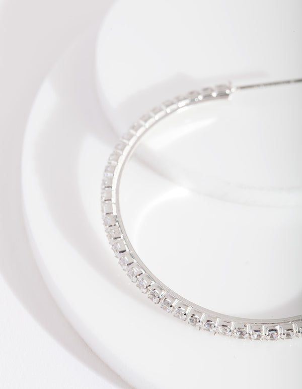 Silver Cubic Zirconia 45mm Hoop Earrings