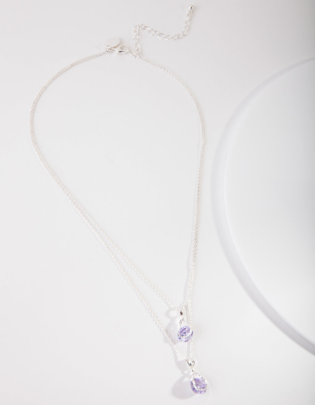 Silver Cubic Zirconia Teardrop Necklace