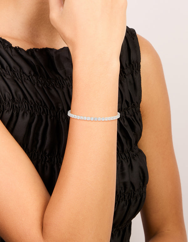 Silver Cubic Zirconia Baguette Tennis Bracelet