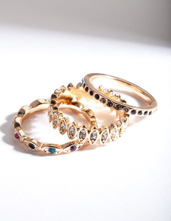 Gold Rainbow Multi Ring 5-Pack