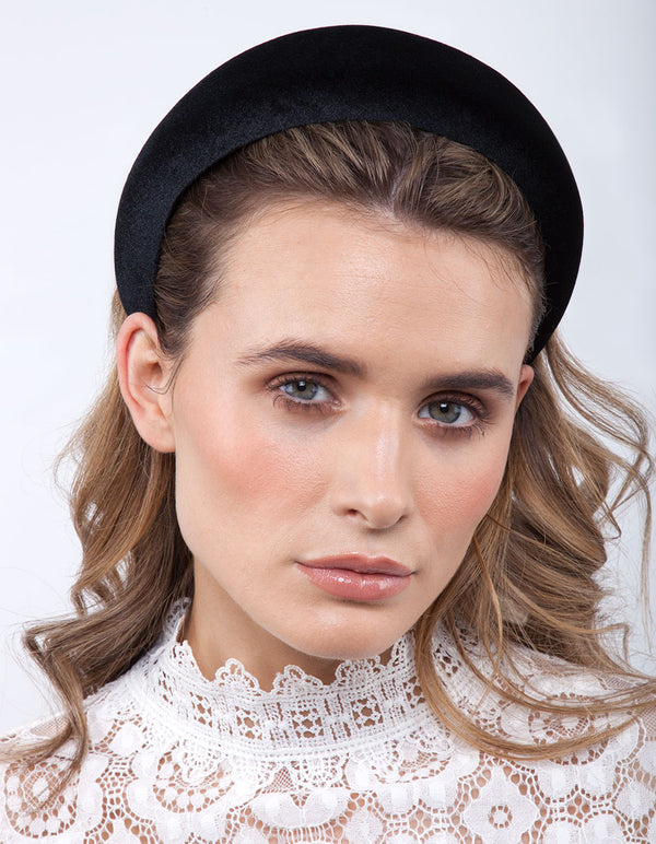 Black Velvet Padded Headband